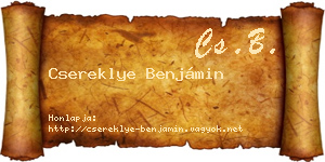 Csereklye Benjámin névjegykártya