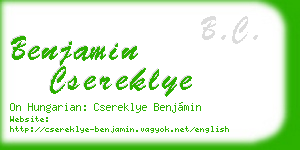 benjamin csereklye business card